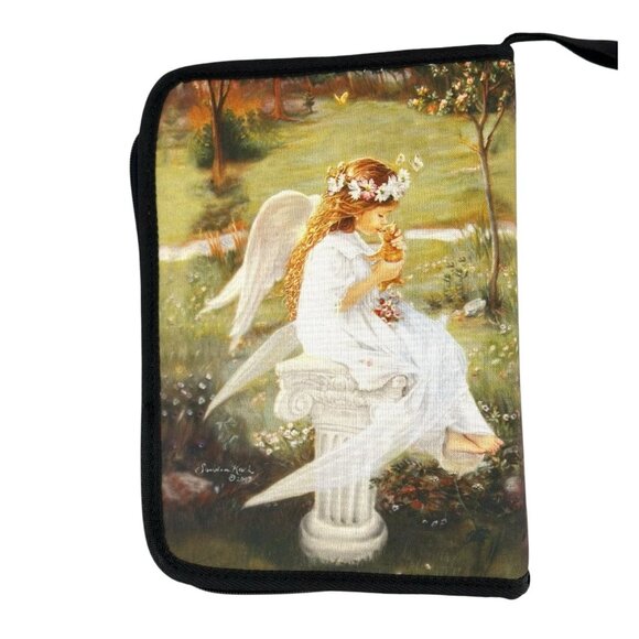 Sandra Kuck Angel Kissing Kitty Bible Book Cover Case Zips Handle Pocket 7.5x10” - Picture 2 of 10